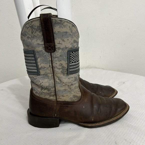 Ariat Sport Patriot Western Boot Distressed Camo Square Toe Brown Mens Sz 9.5 D - Picture 3 of 10